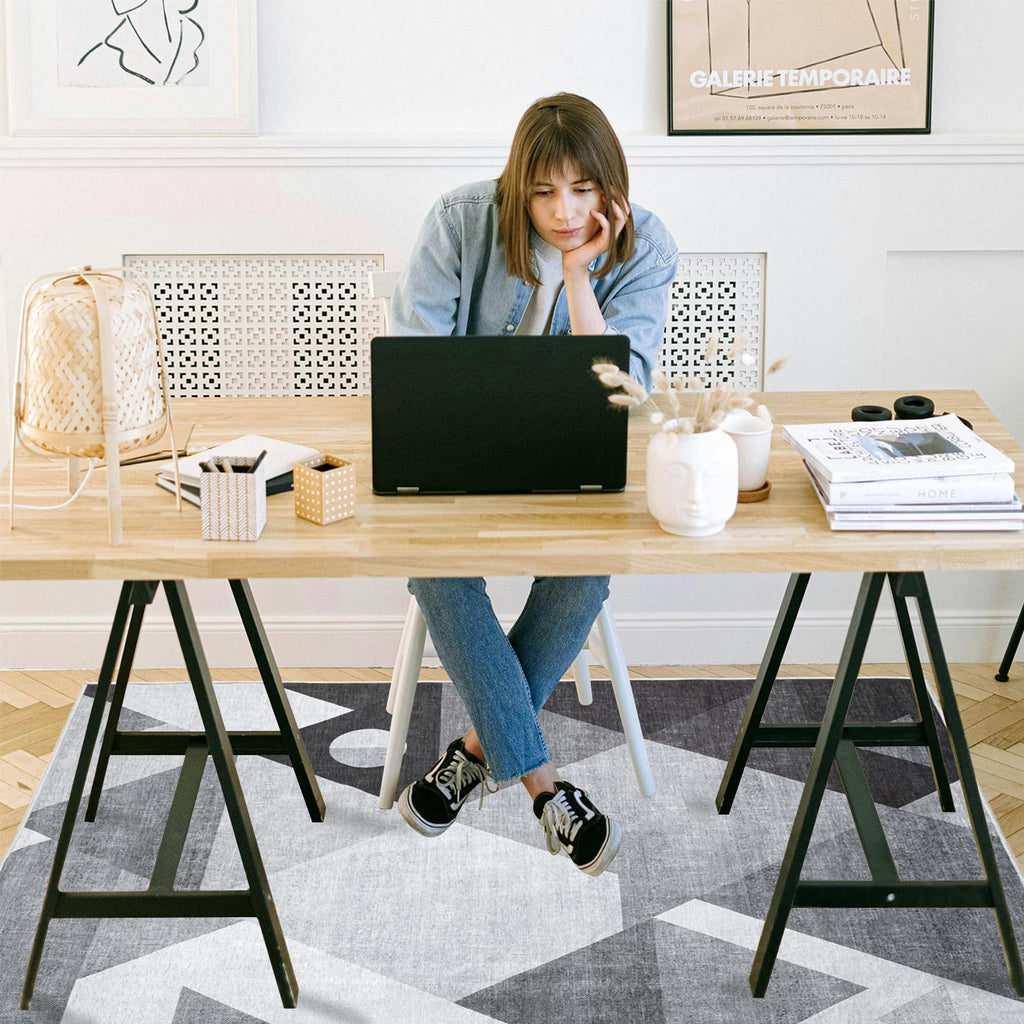 Office Chair Mat for Hardwood Floor, 60"x45" Easy Glide Computer Desk Mat Protector for Rolling Chair Under Desk Rug Nonslip Backing, Machine Wash, (Modern)