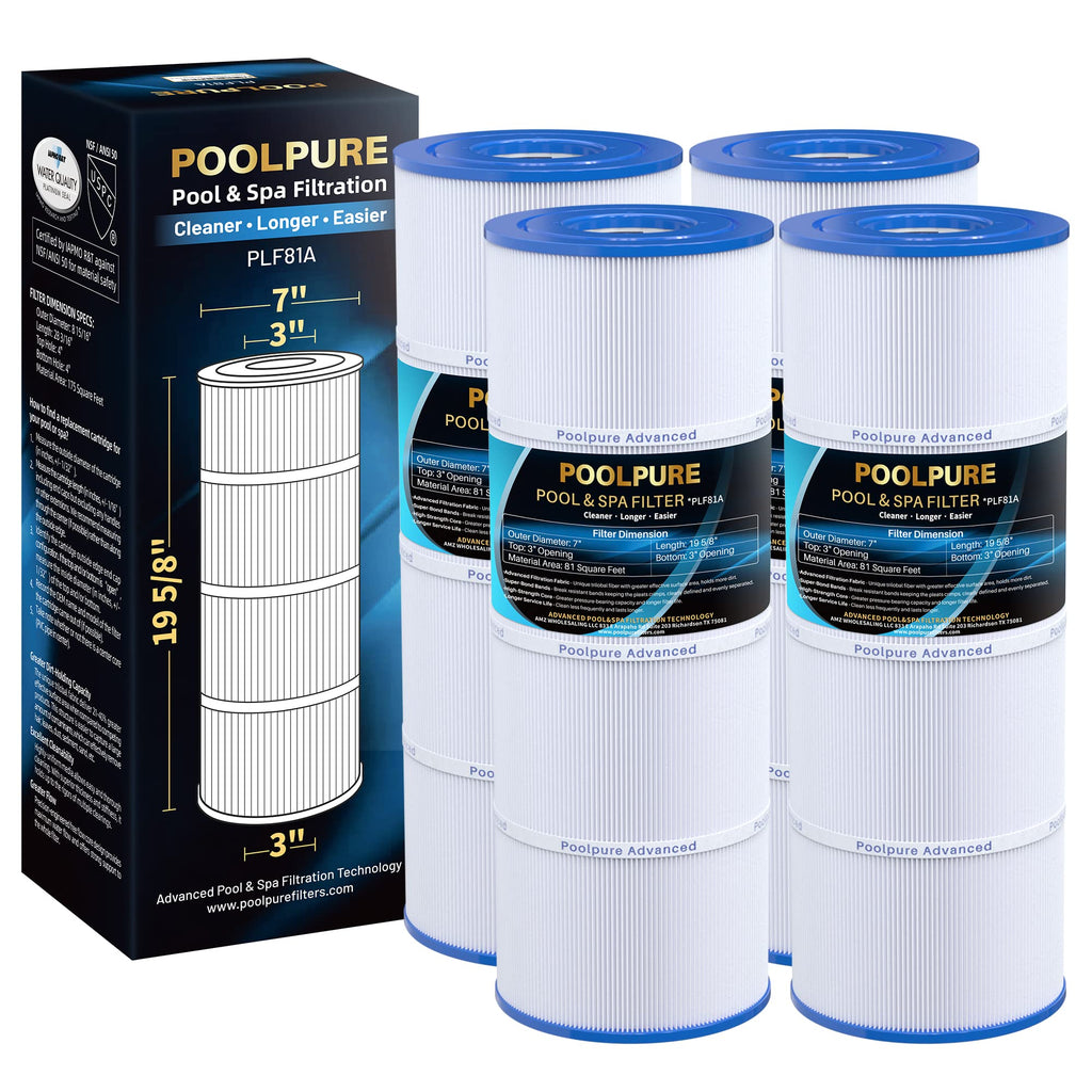 POOLPURE CX580XRE Pool Filter Replaces Hayward C580E, PA81-PAK4, Ultral-A3, Unicel C-7483, Hayward SwimClear C3020, C3025, C3030, Filbur FC-1225, FC-6425,4 X 81 sq. ft.Cartridge,L x OD: 19 5/8"x 7"