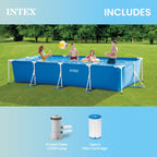 INTEX Rectangular Frame 14 ft 9 in x 7 ft 3 in x 33 in Above Ground Pool, Swimming Pool with Steel Frame and 530 GPH Cartridge Filter Pump