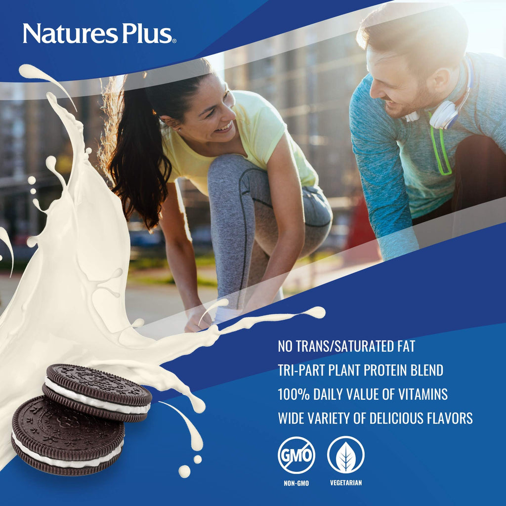 NaturesPlus SPIRU-TEIN Shake - Cookies & Cream - 2.3 lbs, Spirulina Protein Powder - Plant Based Meal Replacement, Vitamins & Minerals for Energy - Vegetarian - 30 Servings