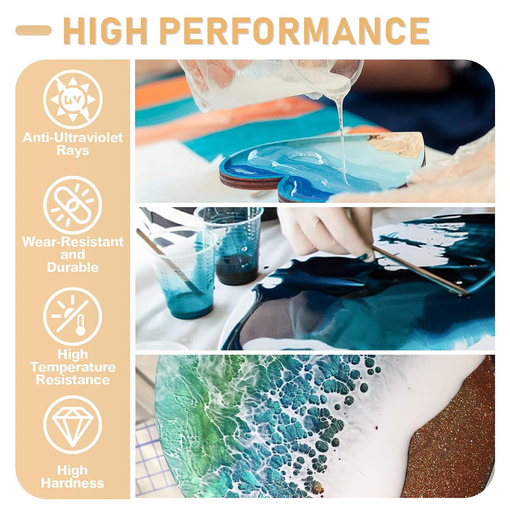 Puduo Epoxy Resin Kit 72OZ，Newly Formulated Crystal Clear Epoxy Resin，Strong, Bubble-Free, Anti-Yellowing Art Resin that，Suitable for Casting, DIY, Molds, Jewelry, Easy to Mix 1:1 Ratio