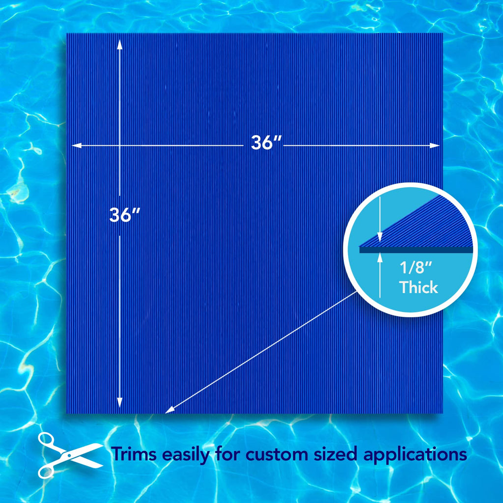 RESILIA Stay-Put Swimming Pool Ladder Mat - Non-Slip, Wide Ribbed, Protective Pad, 36 Inches x 36 Inches, 0.125 Inch Thick, Royal Blue, Made in USA