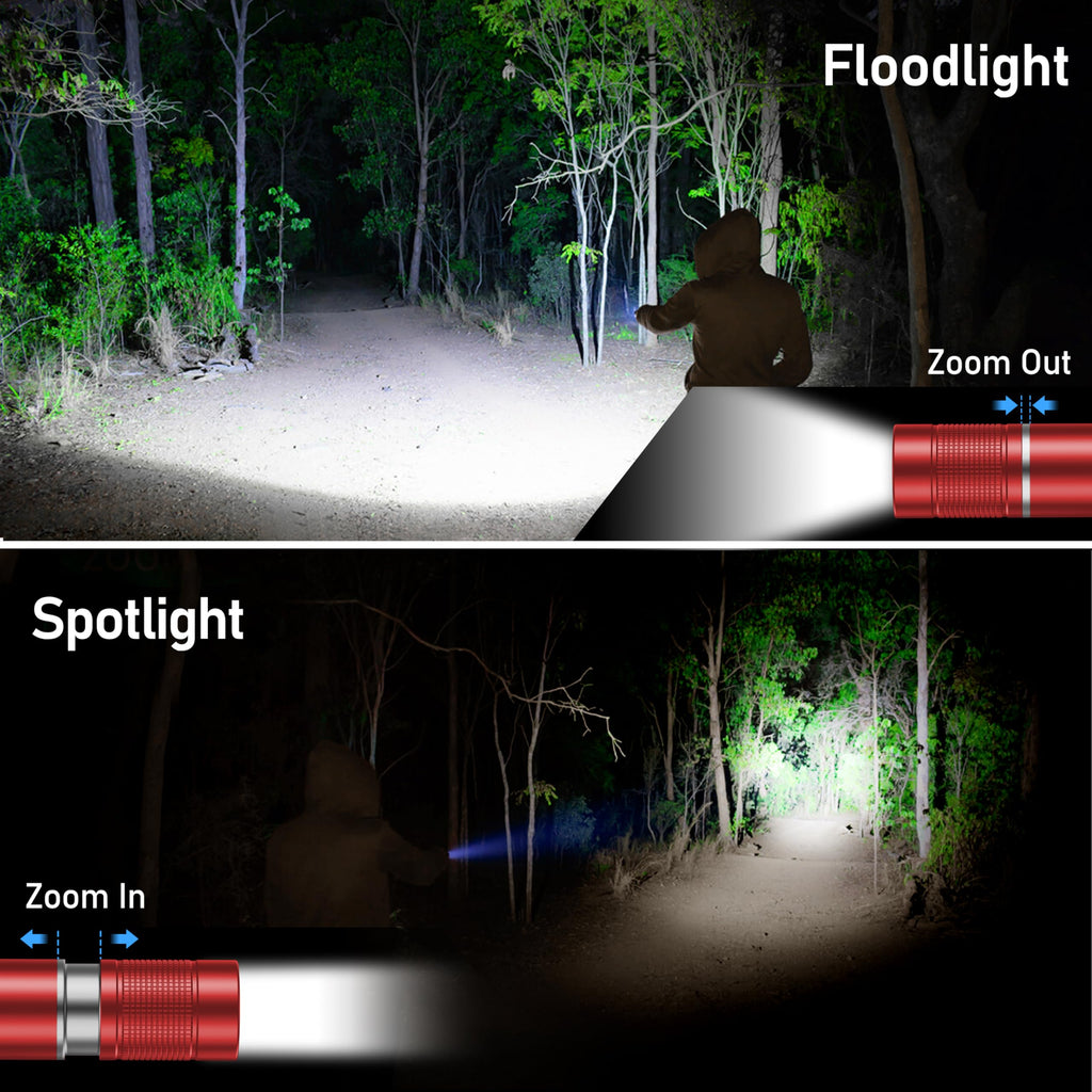 Flashlight Rechargeable,2000L High Lumens Flashlight,Super Bright Small LED Flash Light-Zoomable,Adjustable Brightness,Long Lasting for Camping,Outdoors,Christmas Gifts Men&Women-Red