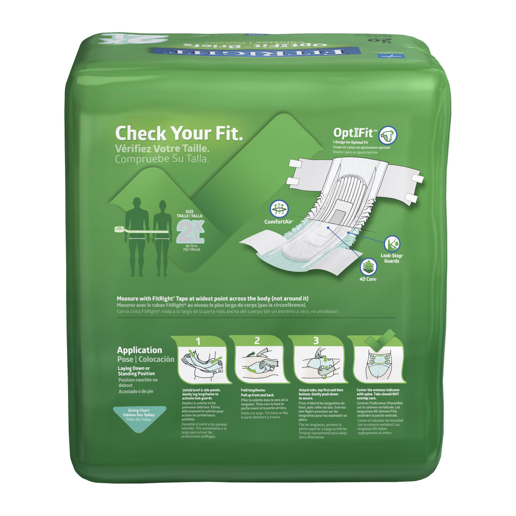 FitRight Ultra Adult Diapers, Disposable Incontinence Briefs with Tabs, Heavy Absorbency, XX-Large, 60"-69", 4 packs of 20 (80 total)