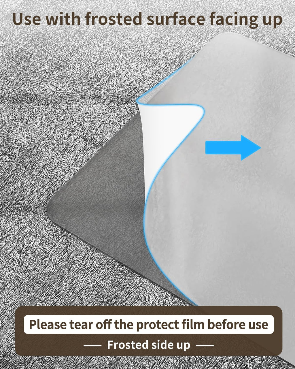 Blvornl Frosted Clear Chair Mat for High Pile Carpet and Hardwood Floor, 32.3"*53" Hard Material Chair Mat, Heavy Duty Computer Chair Mats for Rolling Chairs, Desk Floor Rug for Office and Home Grey