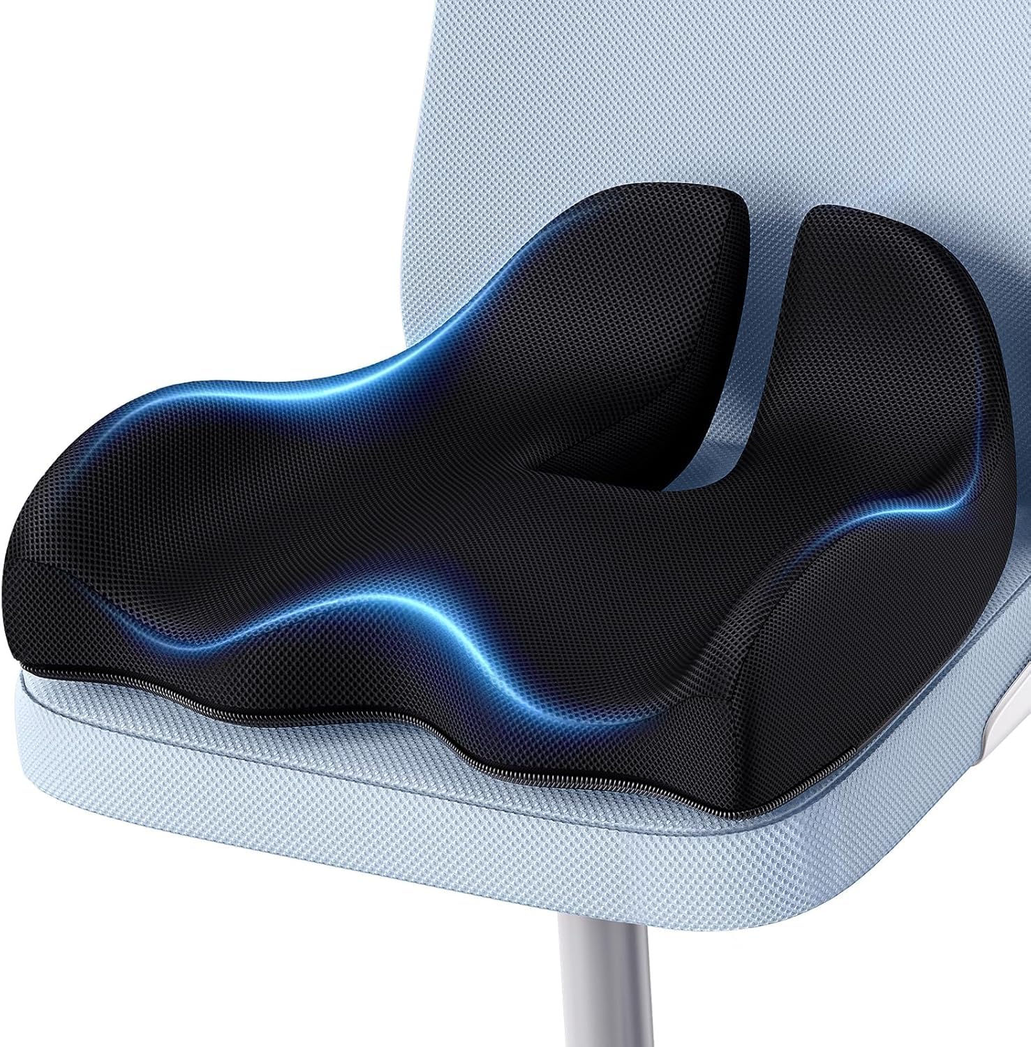 A-Pce Large Memory Seat Cushion for Office Chair Pressure Relief Sciatica & Tailbone Pain Relief Memory Foam Firm Coccyx Pad for Long Sitting, for Office Chair, Gaming Chair and Car Seat, Black