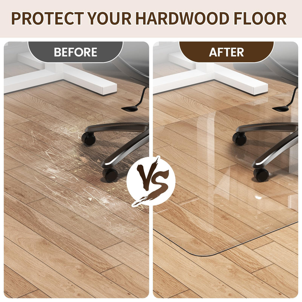 Warmstar Clear Office Chair Mat for Hardwood Floors, 36"x48" Plastic Floor Mat Heavy Duty Rolling Mat for Desk Chairs, No Curling, Suitable for Wood & Tile Floors in Office & Home