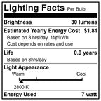 7 Watt Night Light Replacement Bulbs - 12 Pack Salt Lamps, Crystal Clear Glass,C7/7 Watt/120 V/45 Lumen,E12 Candelabra Base Incandescent Bulbs