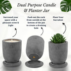 CandlePlanter Concrete Cement Candle Planter - Aromatherapy Scented Candles for Home, Soy Candles - Scented Candle & Dual Purpose Jar, Strong Scented - 8 Oz, 50 Hour Burn - Black Sandalwood