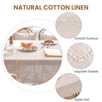 Deep Dream Tablecloths, Embroidered Waterproof Table Cloth Cotton Linen Wrinkle Free Anti-Fading Table Cover Decoration for Kitchen Dinning Party Christmas, 55 x 86 Inch - Light Brown