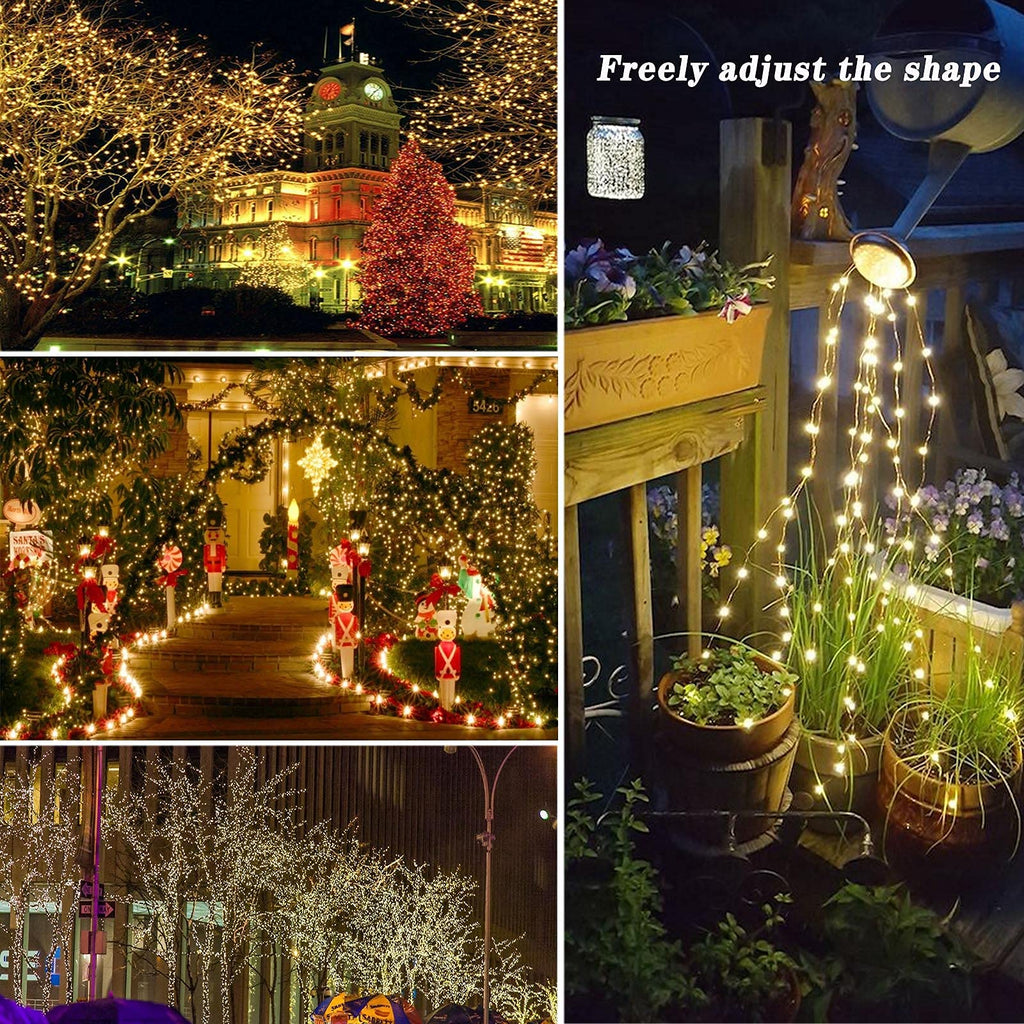 4-Pack 160FT 400 LED Solar String Lights for Outside, Solar Christmas Lights Outdoor with 8 Modes, Twinkle Solar Fairy Lights for Tree Christmas Wedding Party Decorations Garden Patio (Warm White)