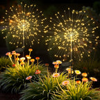 SUNCKET Solar Lights Outdoor, 120LED 2pack Fairy Garden Lights Decor for Outside Fireworks Lights Solar Powered for Yard, Patio, Pathway, Walkway, Balcony, Warm White