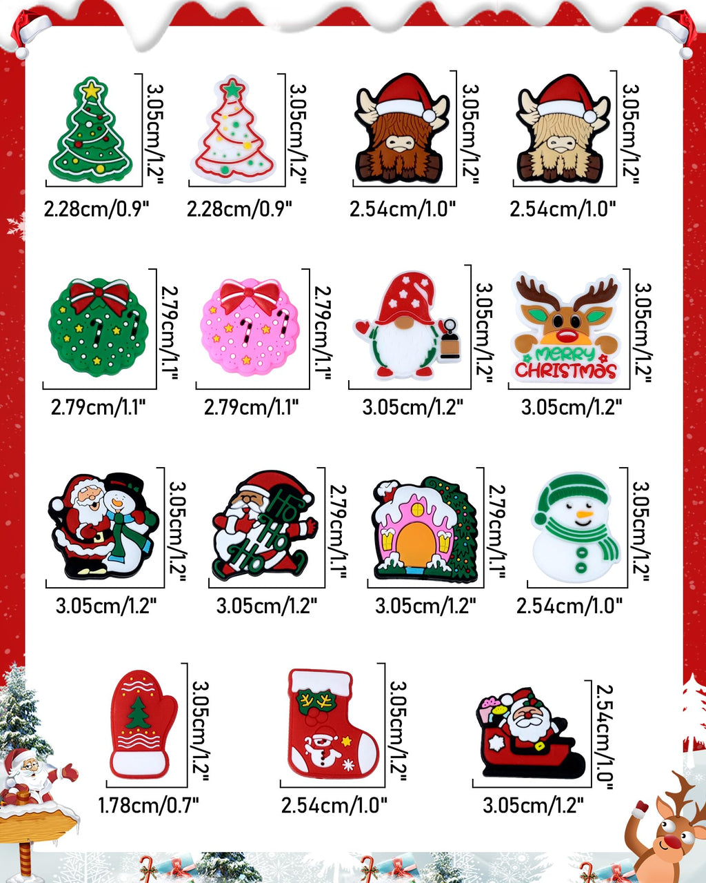 16PCS FIVEIZERO Focal Beads –Christmas Beads,Festive Beads for DIY Keychains, Bracelets, Necklaces, Lanyards and Beaded Pens – Ideal for Holiday Decorations and Creative Designs