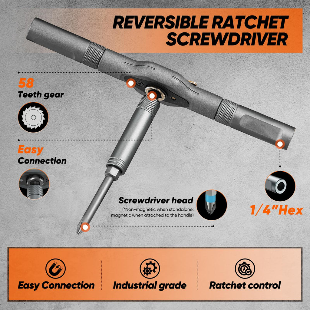 Saker 42 in 1 Magnetic Screwdriver Set, Multi Bit Free Combination Ratchet Screwdriver Set Portable Repair Tool Kit for Christmas Gifts Furniture, Computer, Bicycle and DIY Grey