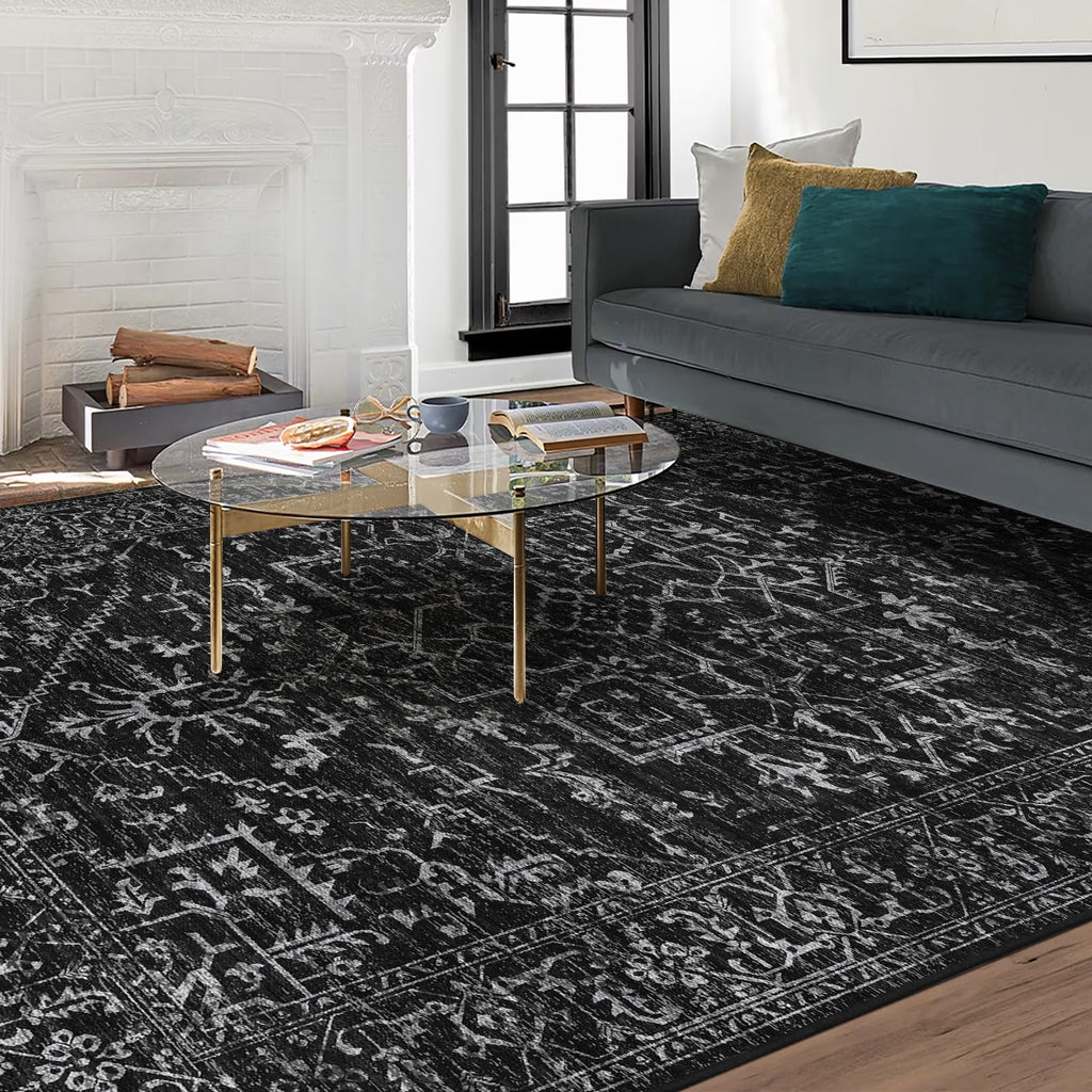 Chair Mat for Hard Floors, QQpony 63" x 51" Office Chair Mat for Hard Surface, Area Rug for Living Room, Protector Floor Rug Mat for Home Office (Black)