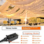 SANJICHA Extra-Long Christmas Lights Outdoor/Indoor, Upgraded Super Bright String Lights, Waterproof 8 Modes Plug in Fairy Lights for Bedroom Party Wedding Garden (Warm White, 300LED)
