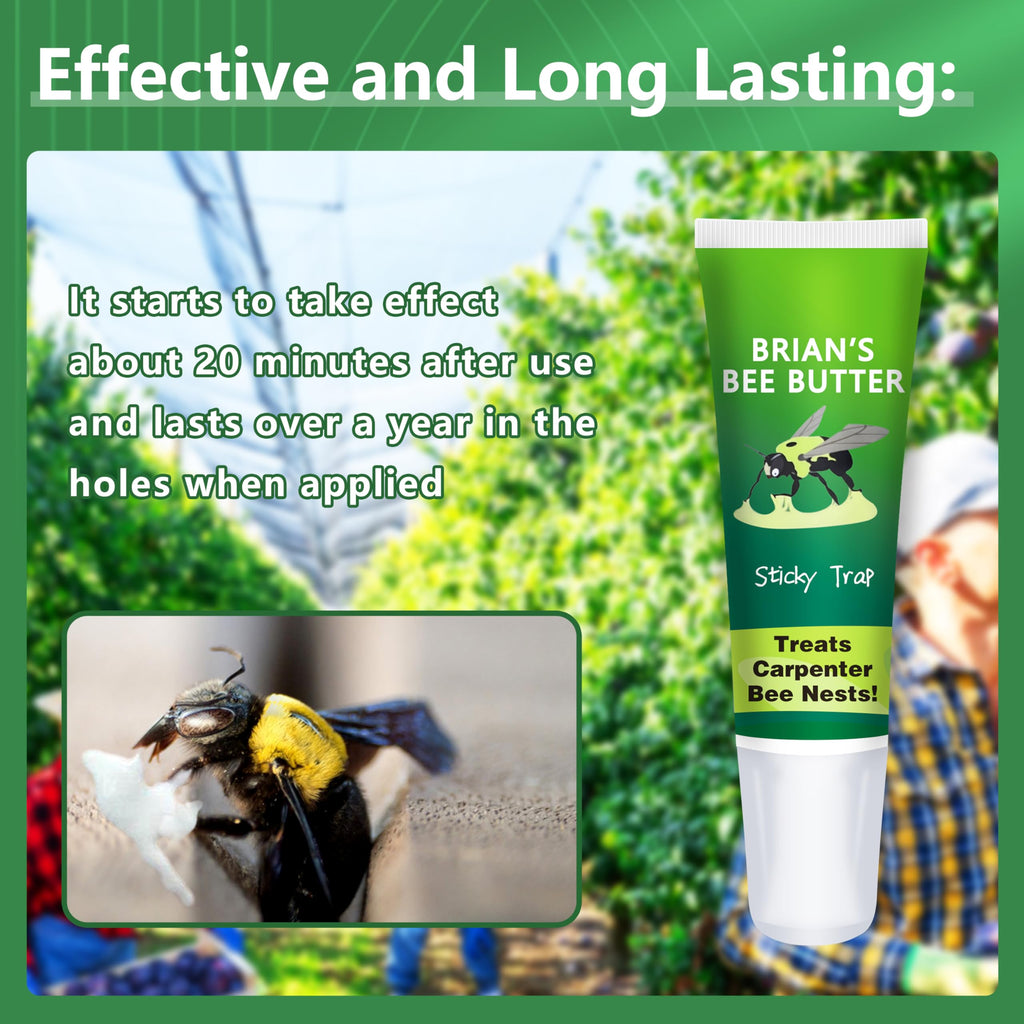 Carpenter Bee Traps for Outside, Brain's Bee Butter, 1 Pack Sticky Trap, Wood Bee Traps for Outside