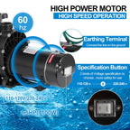 Leomru 1.5 HP Pool Pump 6500 GPH Self Priming in/Above Ground Swimming Pool Pump 110V/220V Dual Voltage Single Speed Pumps with Strainer Basket 6Pcs Connectors