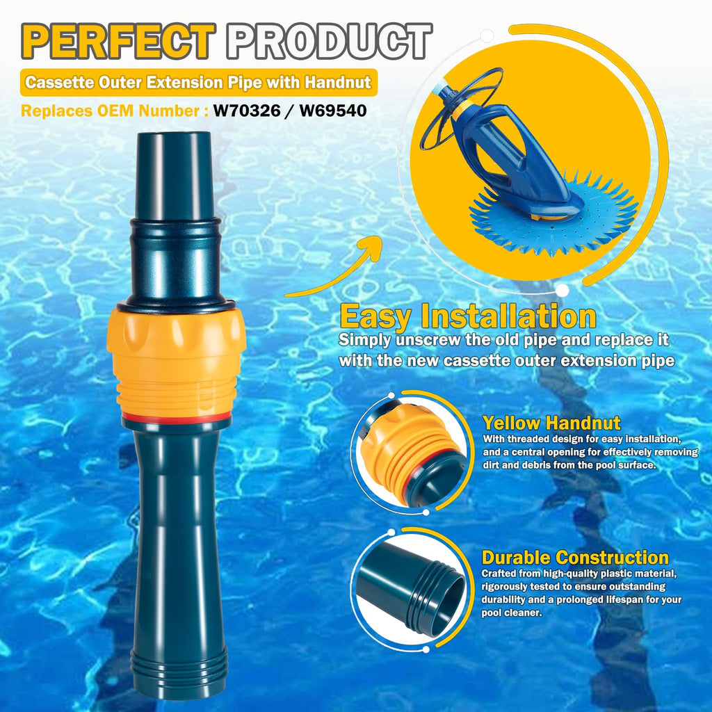 Premium W70326 Cassette Outer Extension Pipe with Handnut fits for Zodiac Baracuda G3/G3 Pro Suction Side Pool Cleaner- Premium Replacement Part for Enhanced Pool Cleaning