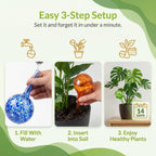 Little Green Leaf Automatic Plant Watering Globes Self Watering Planter Inserts (Set of 4) | Hands Free Multicolor Glass Bulbs | Planter Spikes to Support Indoor & Outdoor Plant Health (350ml)