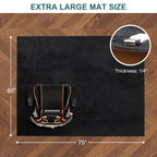 QQpony Office Chair Mat, 75" x 60" Large Chair Mat for Hard Floors, Flannel Fabric Area Rug for Hard Surface, Floor Protector Under Desk Mat for Home Office (Black)