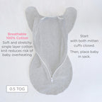 SwaddleDesigns Transitional Swaddle Sack, Arms Up Half-Length Sleeves & Mitten Cuffs, Swaddle for Newborn Transition to Baby Sleep Sack Wearable Blanket, Small, 0-3 Month, 6-14 lb, Heathered Jadeite