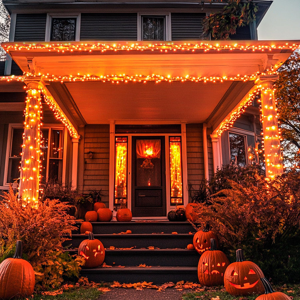JMEXSUSS 250 LED Halloween String Lights, 91.5ft Orange Halloween Lights Outdoor Waterproof, 8 Lighting Modes Connectable Halloween Tree Lights for Yard Patio Party Halloween Christmas Decorations
