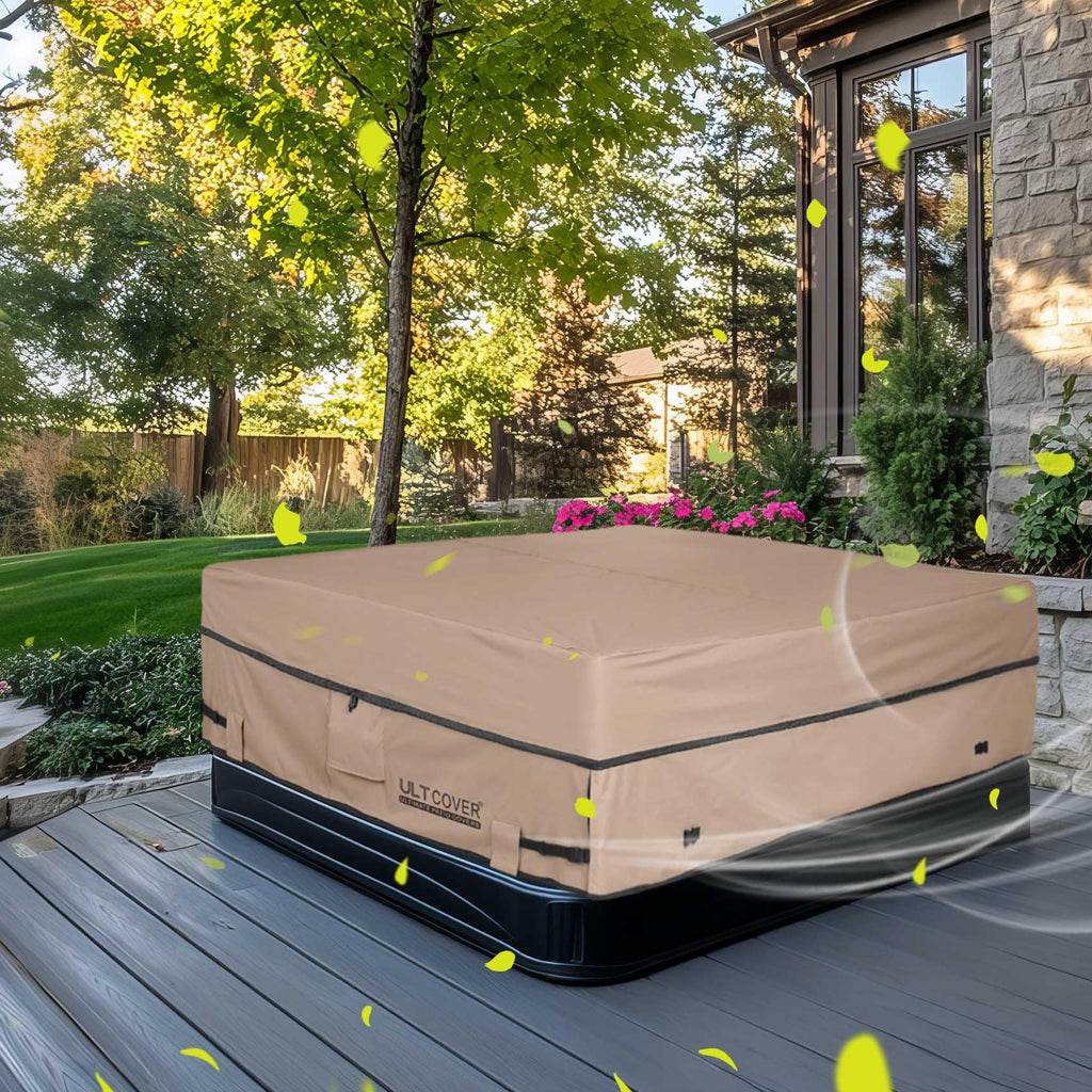 ULTCOVER Waterproof 600D Polyester Square Hot Tub Cover Outdoor SPA Covers 95 x 95 inch