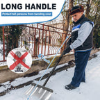 Snow Push Shovel for Driveway, Heavy Duty Aluminum Snow Shovel - 67" Long Handle Ergonomic Metal Snow Removal Shovel, Portable for Car Trunk Home Garage Backyard Walkway Parking