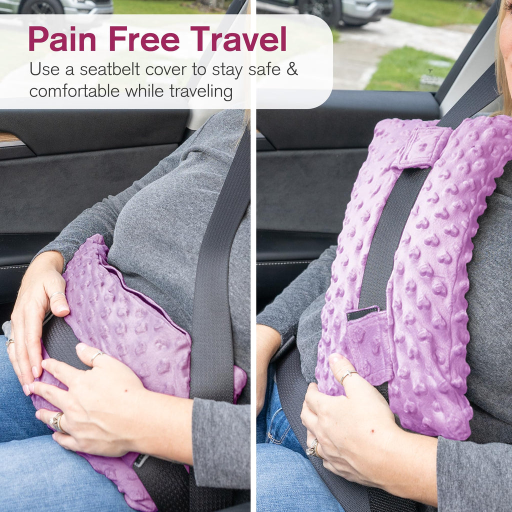 Hysterectomy Seat Belt Pillow - Recovery After Double Mastectomy, Heart, Abdominal, Breast Reduction & Augmentation, Tummy Tuck, C Section Surgery - Gel Pack Included- Seatbelt Pillow Gifts for Women