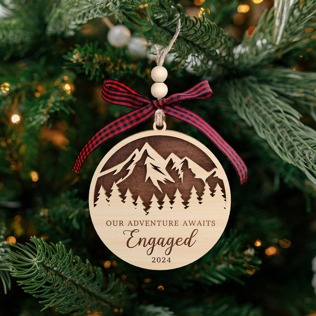 Engagement Gifts for Couples - Gifts for Newly Engaged Couples - Happy Engagement Gifts for Her, Bride, Bride to Be - Just Engaged Gifts for Her, Friends - Engagement Gift - Wood Engagement Ornament