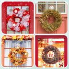 VIS'V Wreath Hanger, Large Clear Heavy Duty Suction Cup Wreath Hooks with Wipes 22 LB Removable Strong Window Glass Door Suction Cup Wreath Holder for Halloween Christmas Wreath Decor - 4 Pcs