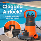Cleartide Smart Automatic Pool Cover Pump, 1/3 HP 2790 GPH with Auto On/Off & Freeze Protection, Pump for Inground/Above Ground Winter Pool Covers, Dual Mode, 25ft Cord, 120V AC