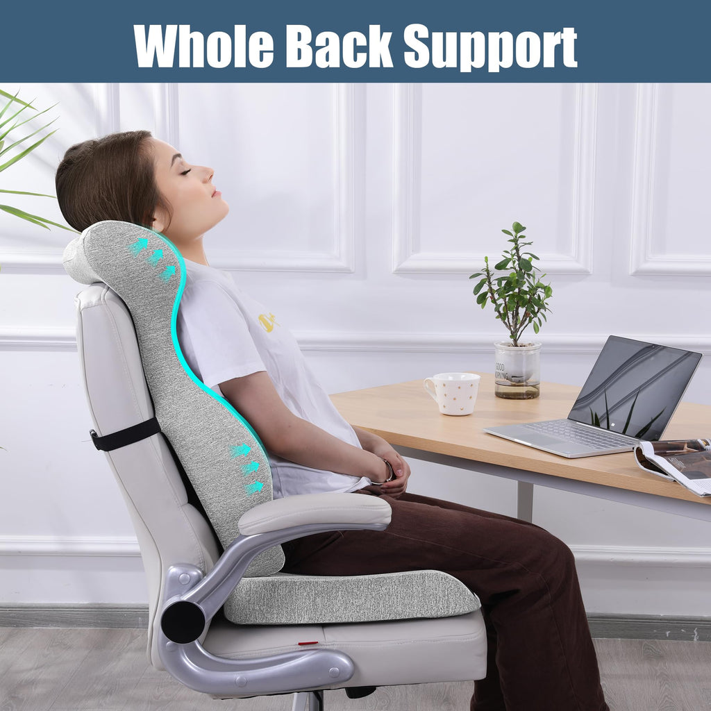 BALAPET Back Support Cushion for Office Chair,Memory Foam Lumbar Support Pillow,Ergonomic Office Chair Cushion for Long Sitting,Back and Butt Cushion for Office Chair with Adjustable Straps