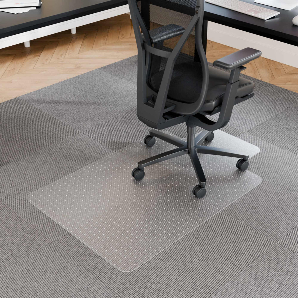 Naturei Chair Mat for Carpeted Floors - 48" x 30" Office Floor Mat for Rolling Chairs, Clear Plastic Desk Chair Mat, Easy Glide, Under Desk Carpet Protector for Home and Office, with Lip