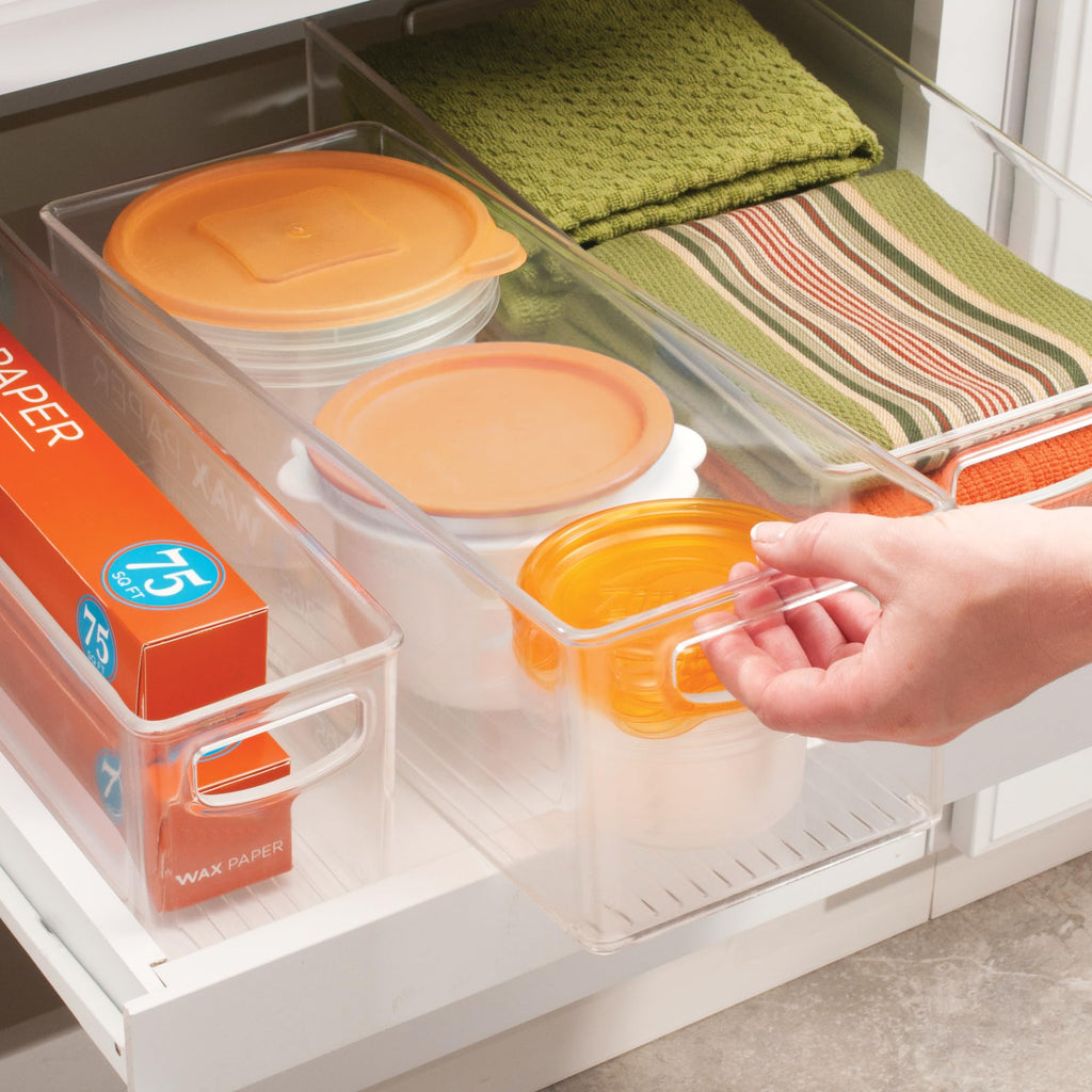iDesign Plastic Stackable Pantry Bin with Handles, Clear