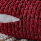 MIULEE Throw Pillow Covers Soft Corduroy Decorative Set of 2 Boho Striped Pillow Covers Pillowcases Farmhouse Home Decor for Christmas Couch Bed Sofa Living Room 18x18 Inch Wine Red