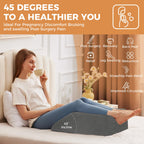 BIEEZZK Leg Pillow Elevation Blood Circulation, Pillow for Legs Pain Relief, Leg Wedge Pillow for After Surgery, Swelling, Leg Elevating Pillows with Cover and Handle, 23.6×16.8×8 Inch, Dark Grey