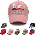 Trump 2024 Hat MAGA Hat Embroidered Take America Back Donald Trump Slogan USA Adjustable Pink Baseball Cap for Woman Men