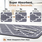 WISELIFE Dish Drying Mat Super Absorbent Drying Mat Large Dish Drying Mats for Kitchen Counter Easy Clean Dish Mat Kitchen Drying Mat15"x 18" Stylish Grey