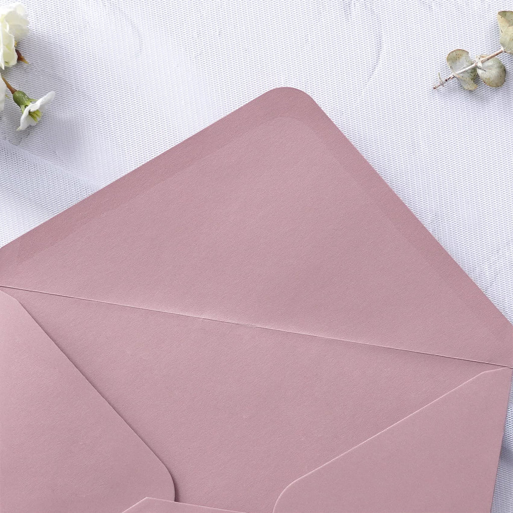 PONATIA 50 PCS/Pack A7 Envelopes, 5.25 x 7.5'' Shiny Dusty Rose Envelopes, Perfect 5x7 envelopes For Wedding Invitation Cards, Christmas Gift Cards Envelopes, Acrylic Invitations, Photos