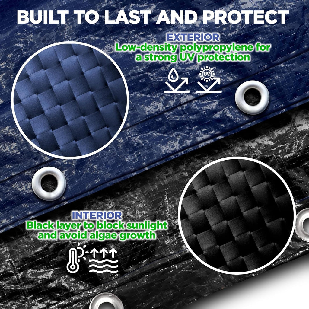 18 ft Round Pool Cover for Above Ground Pools, Above Ground Pool Cover, Swimming Pool Cover, Winter Pool Cover, Keeps Out Debris, Cold and UV Resistant, Supreme Mesh, Navy Blue
