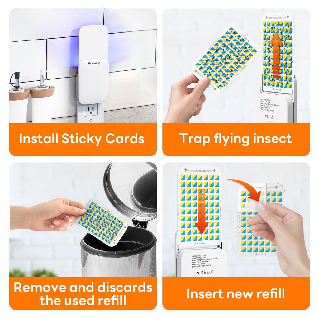 Mosalogic Fruit Fly Traps for Indoors Gnat Trap for House Indoor-600 Sqft Protection Area UV Fly Insect Trapper for Fruit Flies，Gnats，Mosquito，and Other Flying Insect Plug-in Bug Killer White 2Pack