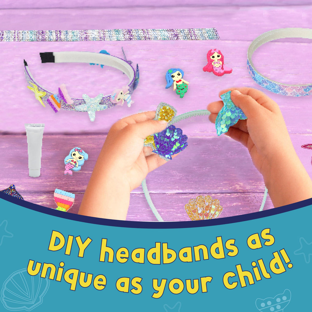 PURPLE LADYBUG Mermaid Headband Making Kit - Mermaid Hair Accessories for Girls 6-8 Years Old - DIY Hair Kit for Girls - Mermaid Crafts for Girls Ages 6-8, Stocking Stuffers for Girls Christmas Gifts