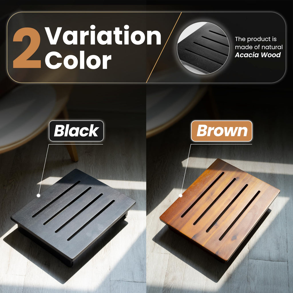 Tinamo One Step Stool for Adults 3.5" - Wooden Step Stools for Bed - 500 Lbs Safety Stepping Stool Bathroom Aid for Handicap, Elderly, Seniors, Kid, Bathtub, High Beds, Kitchens (Black 3.5 Inch H)