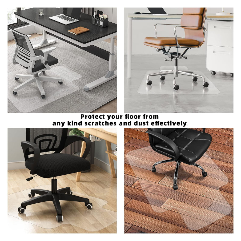 Office Chair Mat for Hardwood Floor, 36"x48" Clear Desk Chair Mat Easy Glide for Rolling Chair, Heavy Duty Vinyl Floor Protector Mat for Home or Office, Easy Clean and Flat Without Curling