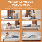 BIEEZZK Leg Pillow Elevation Blood Circulation, Leg Elevation Pillows for After Surgery, Swelling, Leg Elevating Pillows with Cover and Handle, Leg Pillow for Pain Relief, 23.6×16.8×8 Inch, White/Grey