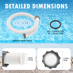 HOMNUTS Pool Hoses for Above Ground 1.5’’ Diameter 59" Long Accessory Swimming Pool Replacement Hose, 2 Pack Filter Pump Hose Compatible with Pump Models