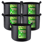 VIVOSUN 5-Pack 5 Gallon Grow Bags Heavy Duty 300G Thickened Nonwoven Plant Fabric Pots with Handles