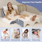 Acxseo 6pcs Orthopedic Bed Wedge Pillow Set for After Surgery, Foam Wedge for Sleeping/Back, Neck, Leg Support, Acid Reflux, Gerd, Anti Snoring, Adjustable Support Pillow with Washable Cover - White